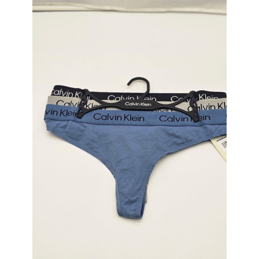 Calvin Klein Thong Underwear Women M Multicolor NWT 3-Pack Cotton Logo Waistband - Picture 2 of 5